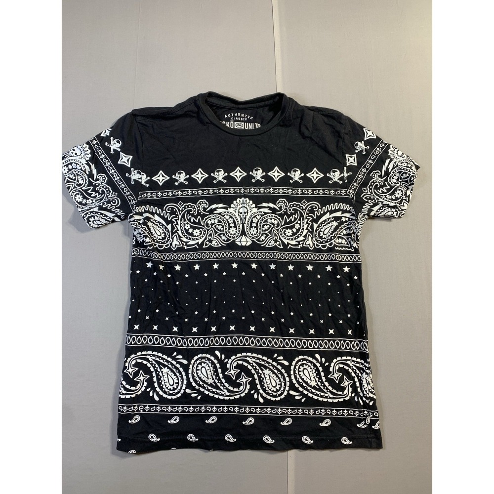 Ecko T-shirt Men's Paisley Black Skulls 100% Cotton Ecko Unlimited Size Small